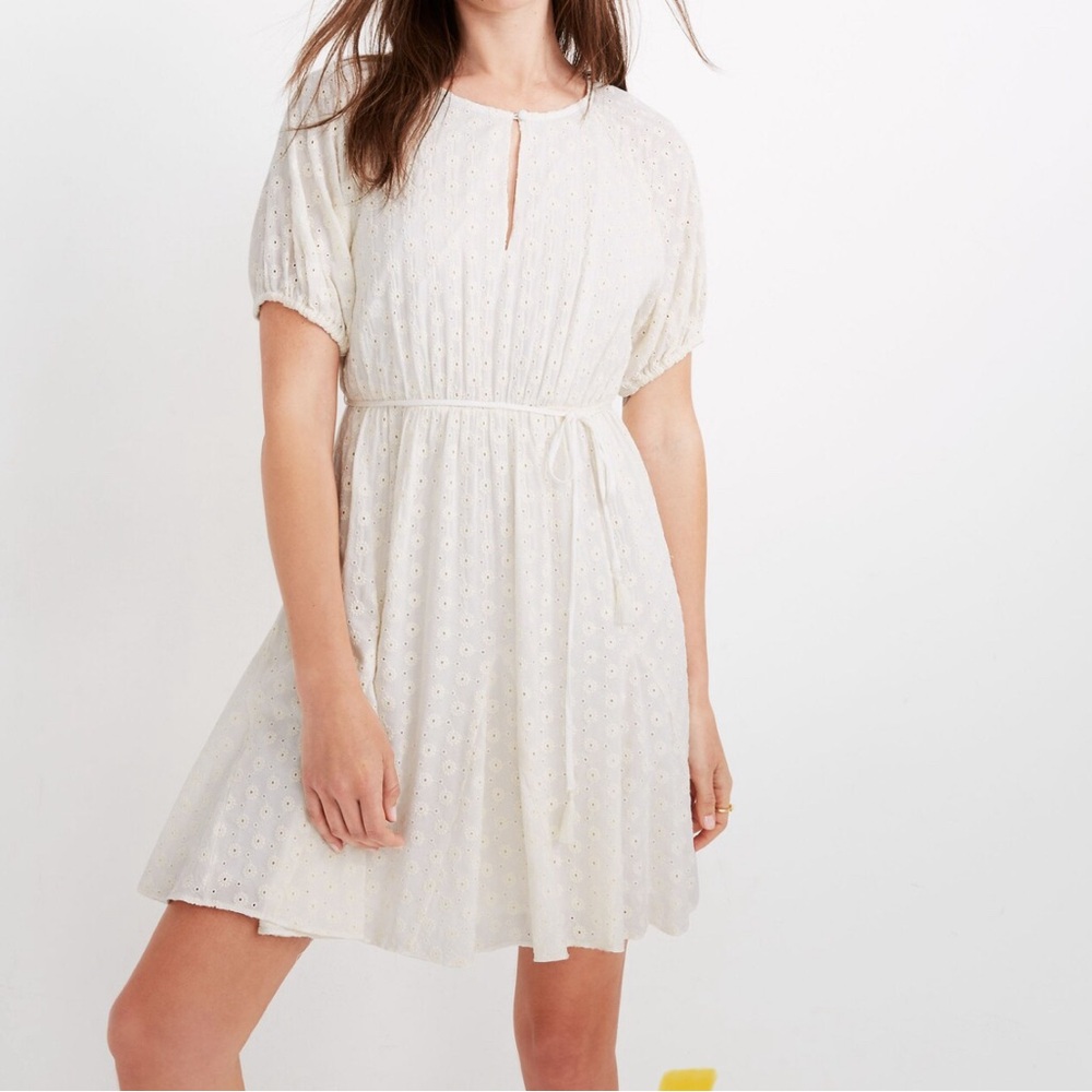 Madewell Petite Eyelet Tassel-Tie Dress